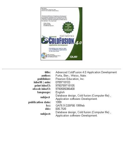 Advanced ColdFusion 4.0 application development