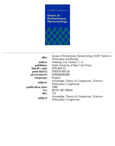 Issues in evolutionary epistemology