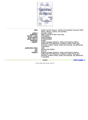 Gender and the Journal: Diaries and Academic Discourse