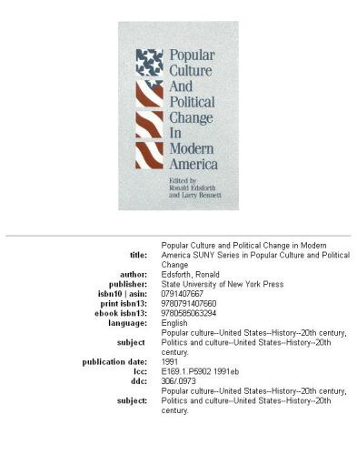 Popular Culture and Political Change in Modern America