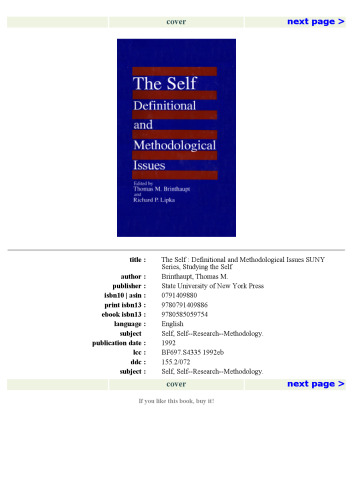 The Self: Definitional and Methodological Issues