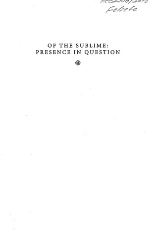 Of the Sublime: Presence in Question