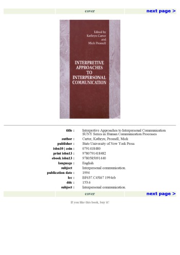 Interpretive Approaches to Interpersonal Communication