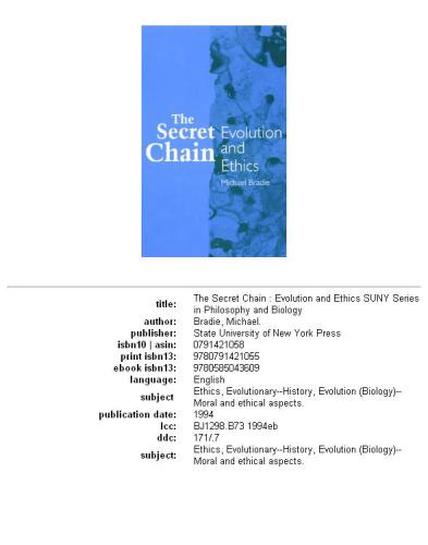 The secret chain: evolution and ethics