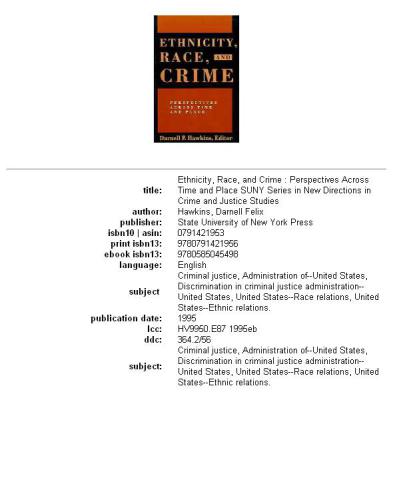 Ethnicity, race, and crime: perspectives across time and place