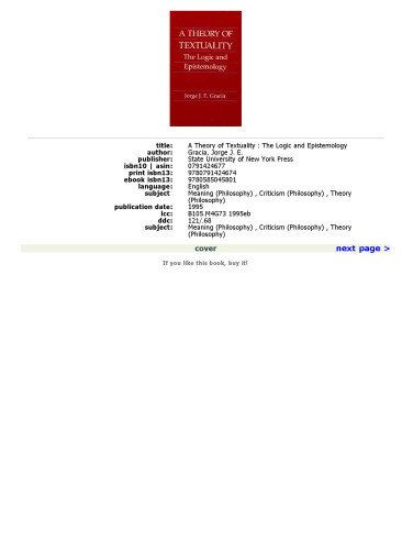 A Theory of Textuality: The Logic and Epistemology