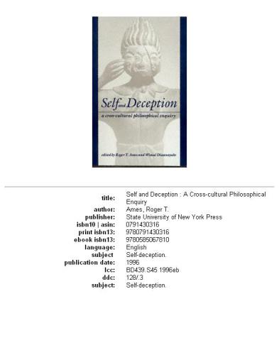 Self and deception: a cross-cultural philosophical enquiry