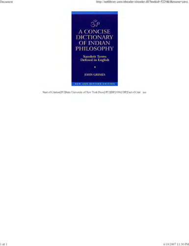 A Concise Dictionary of Indian Philosophy: Sanskrit Terms Defined in English