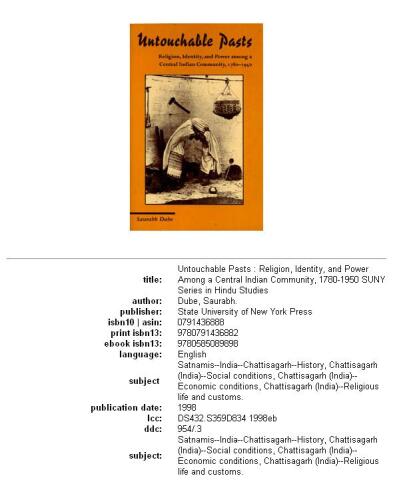 Untouchable Pasts: Religion, Identity, and Power Among a Central Indian Community, 1780-1950