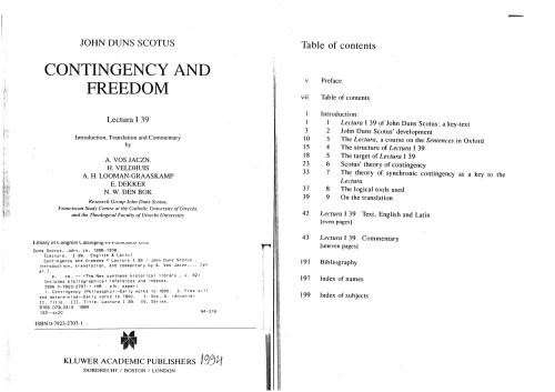 Contingency and Freedom: John Duns Scotus Lectura I 39