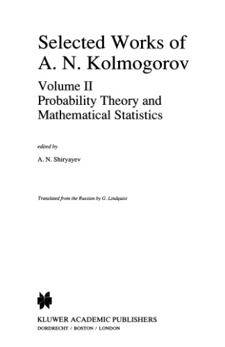 Selected works. - Probability theory and mathematical statistics