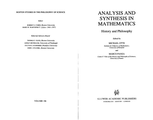 Analysis and synthesis in mathematics: History and philosophy