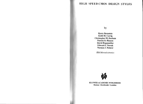 High Speed Cmos Design Styles