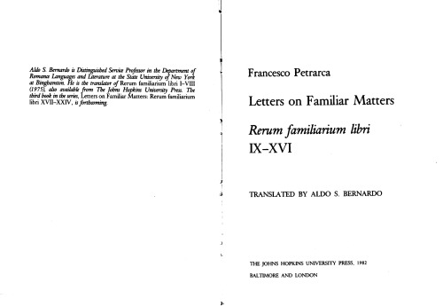 Francesco Petrarca, Rerum familiarium libri IX-XVI