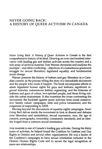 Never Going Back: A History of Queer Activism in Canada