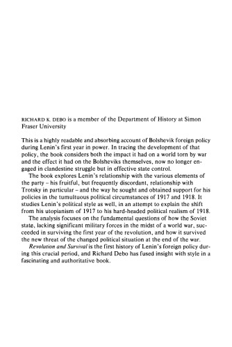 Revolution and Survival: The Foreign Policy of Soviet Russia, 1917-18
