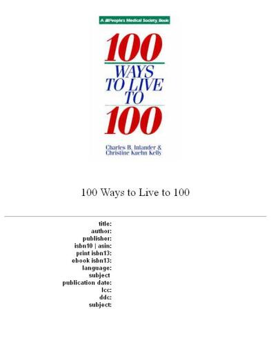 100 Ways to Live to 100