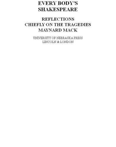 Everybody's Shakespeare: Reflections Chiefly on Tragedies