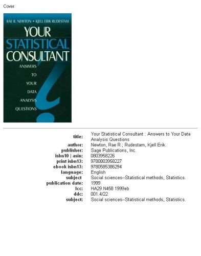 Your Statistical Consultant: Answers to Your Data Analysis Questions
