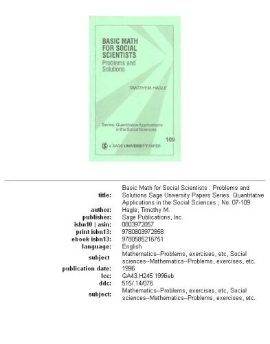 Sage university papers: Quantitative applications in the social sciences