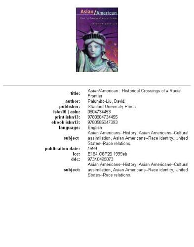 Asian American: historical crossings of a racial frontier