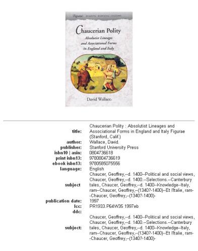 Chaucerian Polity: Absolutist Lineages and Associational Forms in England and Italy (Figurae: Reading Medieval Culture)