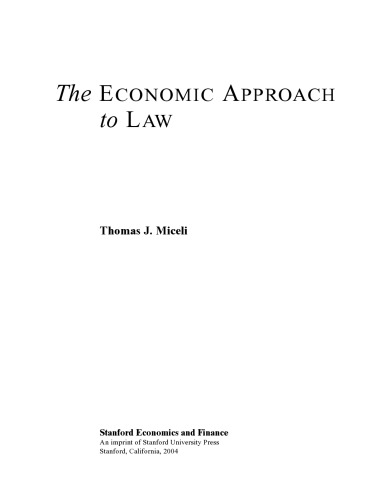 The Economic Approach to Law