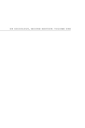 On Sociology. Volume One: Critique and Program