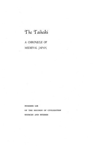 The Taiheiki: A Chronicle of Medieval Japan
