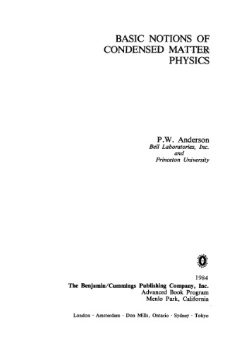 Basic notions of condensed matter physics