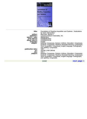 Foundations of Reading Acquisition and Dyslexia: Implications for Early Intervention