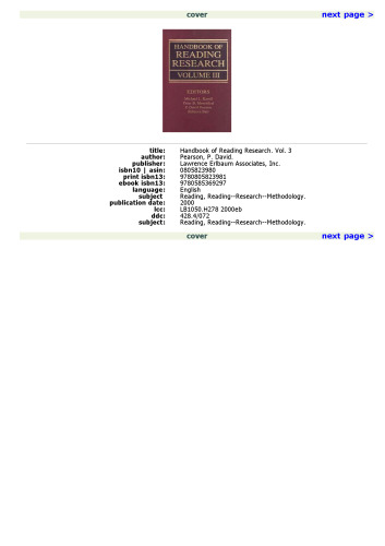 Handbook of Reading Research, Volume III