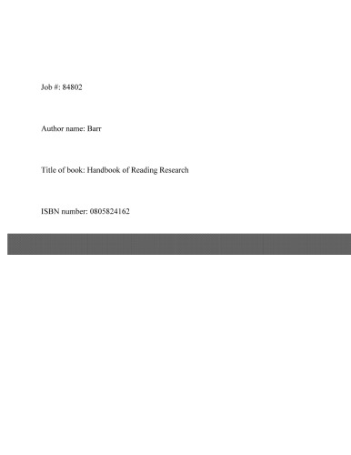 Handbook of Reading Research, Volume II