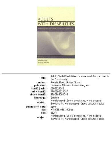 Adults with disabilities: international perspectives in the community