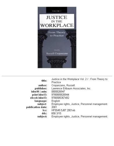Justice in the workplace: from theory to practice