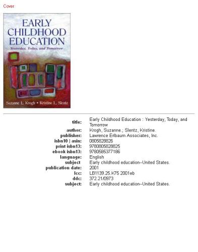 Early Childhood Education: Yesterday, Today, and Tomorrow (Lea's Early Childhood Education Series)