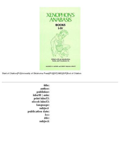 Xenophon's Anabasis, Books 1-4