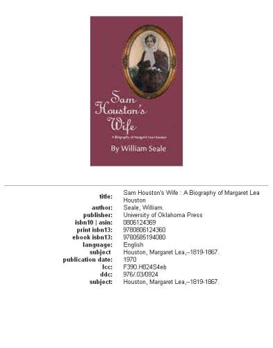 Sam Houston's Wife: A Biography of Margaret Lea Houston