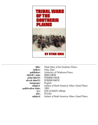 Tribal wars of the southern plains