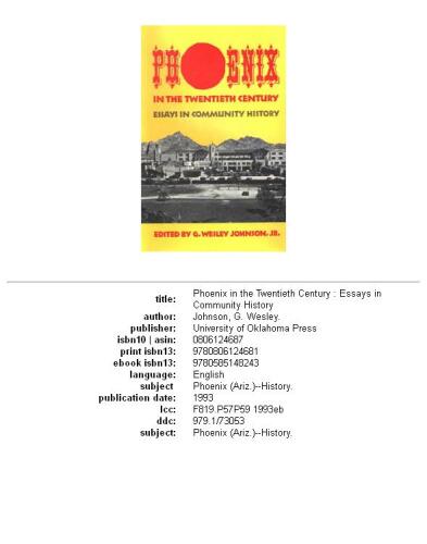 Phoenix in the twentieth century: essays in community history