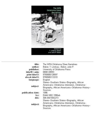 The Wpa Oklahoma Slave Narratives
