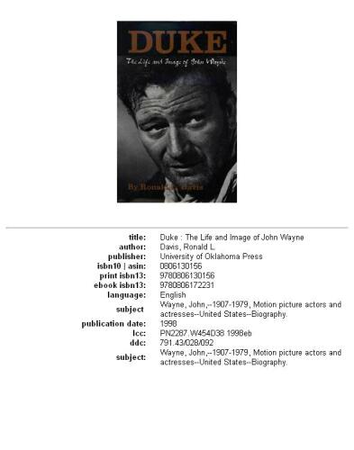 Duke: The Life and Image of John Wayne