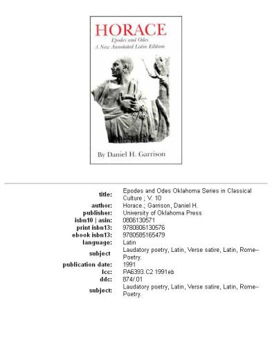Horace: Epodes and Odes
