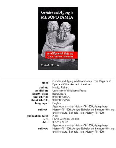 Gender and aging in Mesopotamia: the Gilgamesh epic and other ancient literature