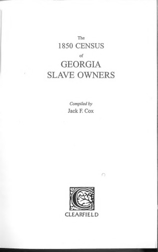 The 1850 Census of Georgia Slave Owners