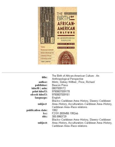 The Birth of African-American Culture: An Anthropological Perspective