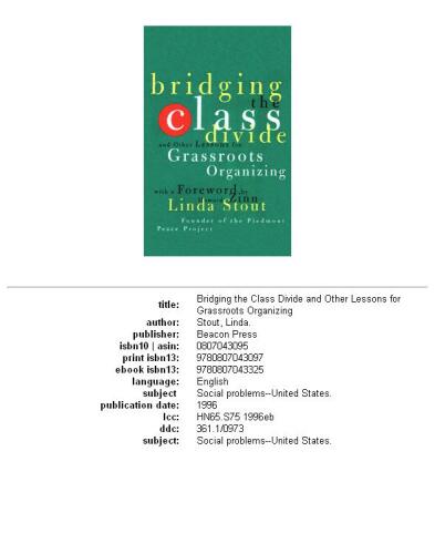 Bridging the Class Divide: And Other Lessons for Grassroots Organizing