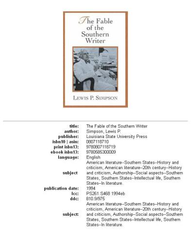 The fable of the southern writer