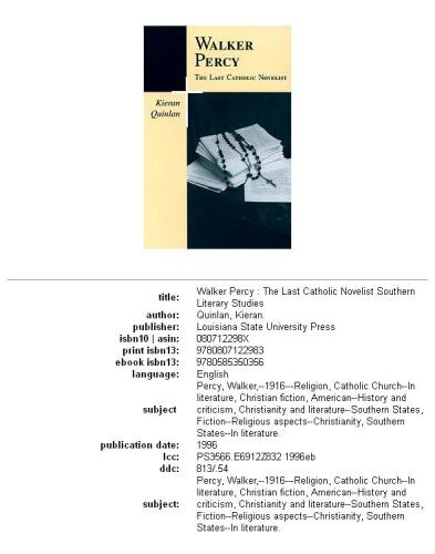 Walker Percy: the last Catholic novelist