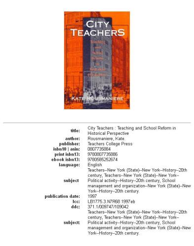 City Teachers: Teaching and School Reform in Historical Perspective